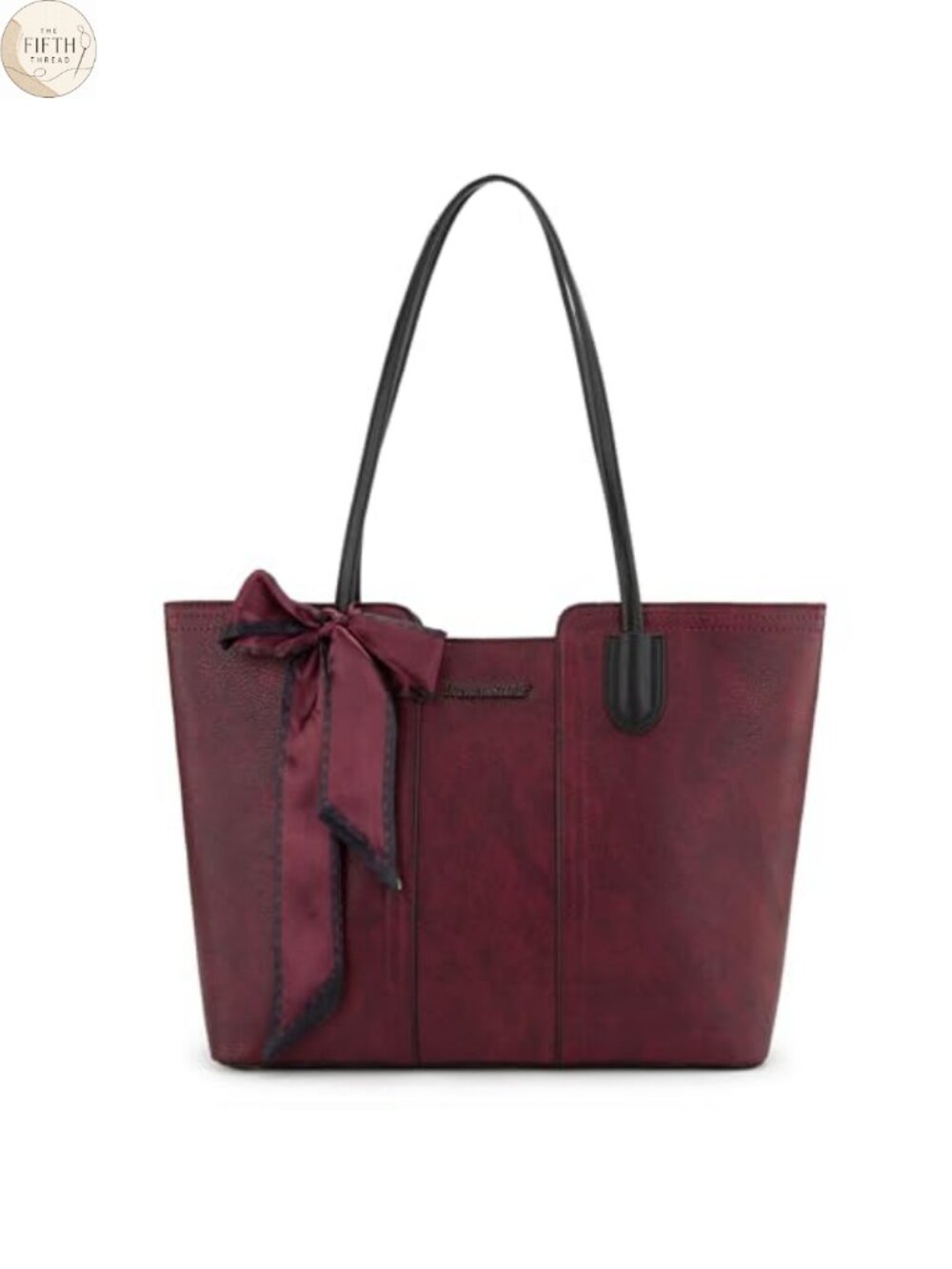 Vegan Leather Tote Bag with Scarf Top Handle Satchel Work Purse